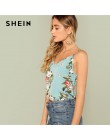 SHEIN Multicolor kwiatowy Boho wakacje czeski kwiat drukuj lato bluzki dla kobiet 2018 na co dzień na plaży Camisole Cami Top