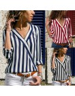 Kobiety szyfonowa bluzka 2018 lato eleganckie paski bluza z wycięciem w serek koszula luźna na co dzień topy Blusas Camisas Muje