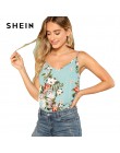 SHEIN Multicolor kwiatowy Boho wakacje czeski kwiat drukuj lato bluzki dla kobiet 2018 na co dzień na plaży Camisole Cami Top