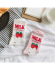 [EIOISAPRA] Kawaii żakardowe mleko truskawkowe Pinky/biały kobiety skarpetki japoński Harajuku śmieszne skarpetki Calcetines Muj