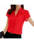 Kobiety koszula/bluzka szyfonowa Femininas topy z krótkim rękawem eleganckie panie formalne biuro bluzka Plus rozmiar 3XL szyfon