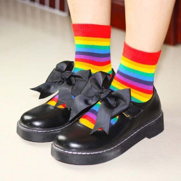 [WPLOIKJD] młodzieży piękne piękne Kawaii dziewczyna Rainbow skarpety wygodne japońskie Harajuku elegancki Calcetines Mujer skar