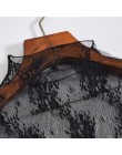 1 lato kobiety koronki kwiatowy haft bluzki koszula panie topy Sexy mesh bluzki przezroczyste eleganckie przezroczyste czarna ko