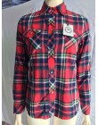 Kobiety zima utrzymać ciepłe bawełniane Plaid bluzka moda z długim rękawem skręcić w dół kołnierz kieszeń Velvet 2018 Shirt topy