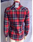 Kobiety zima utrzymać ciepłe bawełniane Plaid bluzka moda z długim rękawem skręcić w dół kołnierz kieszeń Velvet 2018 Shirt topy