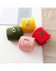 Śmieszne skarpetki bawełna słodkie owoce drukuj damskie skarpetki Meias Retro haft długie kolorowe śmieszne skarpetki damskie dz
