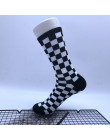Czarno-białe szachownica skarpetki dla kobiet mężczyzn Hip Hop bawełniane Unisex
