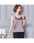 2019 letnie stałe bez rękawów Casual Camis Tank Tops Ladies V-neck kobiet kamizelka kobiety lato sztuczna Silk bluzki