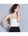 2019 letnie stałe bez rękawów Casual Camis Tank Tops Ladies V-neck kobiet kamizelka kobiety lato sztuczna Silk bluzki