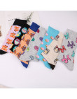 Moda szczęśliwy śmieszne skarpetki bawełna miękkie Sox piękny krzywa kobiety panie dziewczyny Harajuku ptak puppy kot sztuki ska