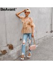 BeAvant Off ramię kobiet popy i bluzki lato 2019 Backless sexy peplum top kobiet w stylu Vintage wzburzyć mesh bluzka koszula bl