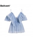 BeAvant Off ramię kobiet popy i bluzki lato 2019 Backless sexy peplum top kobiet w stylu Vintage wzburzyć mesh bluzka koszula bl