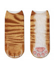 Nowy 3D zwierzęta Paw drukowane skarpetki damskie śliczne kot łapa wzór krótkie skarpety śmieszne Kawaii niskie kostki bawełnian