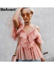 BeAvant Off ramię kobiet popy i bluzki lato 2019 Backless sexy peplum top kobiet w stylu Vintage wzburzyć mesh bluzka koszula bl