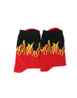 [WPLOIKJD] Unisex Hip Hop moda projekt czerwony płomień wzór załogi skarpety realistyczne żakardowe ogień klasyczna ulica deskor
