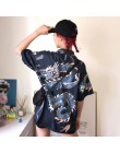2018 lato kobiet topy Harajuku bluzka kobiety smok drukuj z krótkim rękawem bluzki koszule damskie kobiet Streetwear kz022