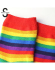 Modne bawełniane skarpetki słodkie lody Rainbow kolorowe skarpetki dla kobiet dziewczyn wiosna lato jesień bawełniane skarpetki 
