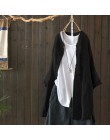 Plus rozmiar tunikowe bluzki bluzka damska Przycisk w dół koszulki 2019 ZANZEA moda z długim rękawem rozpinane swetry Patchwork 