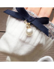 [EIOISAPRA] czysta bawełna kolor moda Kawaii perła łuk krawat skarpetki kobiety College styl 6 kolory śmieszne skarpetki Calceti