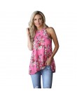 Elegancki bez rękawów Halter damska bluzka z szyfonu bluzki w stylu Vintage Floral wydrukowano lato Boho plaża koszule Backless 
