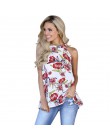 Elegancki bez rękawów Halter damska bluzka z szyfonu bluzki w stylu Vintage Floral wydrukowano lato Boho plaża koszule Backless 