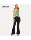 SHEIN Party Multicolor szalik druku Cami Spaghetti pasek V Neck Top kobiety lato wyjściowe kamizelki Casual Streetwear dla kobie
