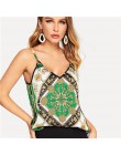 SHEIN Party Multicolor szalik druku Cami Spaghetti pasek V Neck Top kobiety lato wyjściowe kamizelki Casual Streetwear dla kobie