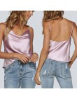 Lato Camisole kobiety Silk Satin zwykły szczupła talia Camis Sexy Spaghetti bez rękawów Backless kamizelka streetwear top typu c