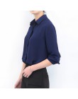 Nowy koszula damska klasyczna szyfonowa bluzka kobiet Plus rozmiar luźna bluzka z długim rękawem Casual koszule Lady prosty styl
