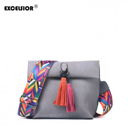 EXCELSIOR kobiet torba peeling PU Crossbody torby luksusowe torebki damskie torby projektant bolso mujer kolorowy pasek sac głów