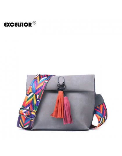 EXCELSIOR kobiet torba peeling PU Crossbody torby luksusowe torebki damskie torby projektant bolso mujer kolorowy pasek sac głów