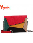 Yogodlns Retro matowy Patchwork Crossbody torby dla kobiet Messenger torby łańcuch pasek torba na ramię pani mała klapa na krzyż