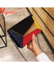 Yogodlns Retro matowy Patchwork Crossbody torby dla kobiet Messenger torby łańcuch pasek torba na ramię pani mała klapa na krzyż