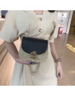 Słomy torba na ramię mała klapa Crossbody sac dla kobiet tkane torba kobiet retro plaża Bolsos torebka ratanowa łańcuch z wiklin