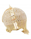 Złoty diament Tassel kobiety Party Metal kryształ sprzęgła wieczór torby torba na ślub dla nowożeńców torebka na ramię Wristlets