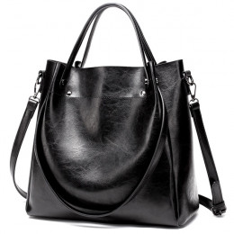 Skórzana torebka damska duża pojemność na co dzień na ramię PU skóra typu bucket miękka zakupy