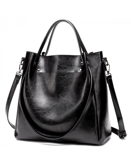 Skórzana torebka damska duża pojemność na co dzień na ramię PU skóra typu bucket miękka zakupy