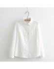Kobiety koronki białe koszule lato wiosna z długim rękawem potargane 100% bawełna szczupła miękka bluzka bluzki 0.15Kg