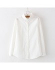Kobiety koronki białe koszule lato wiosna z długim rękawem potargane 100% bawełna szczupła miękka bluzka bluzki 0.15Kg