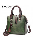 SWDF skórzane damskie torebki kobiety Messenger torby skrzynki pomponem projektant Crossbody na ramię torba Boston torebki gorąc