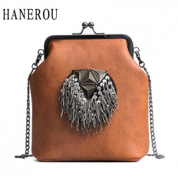 HANEROU Messenger torby dla kobiet PU Leather Tassel moda torebka na ramę 2018 New Arrival INS Style Crossbody łańcuchowe torby 