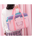 W stylu Preppy różowy podróży torby szkolne na ramię dla kobiety dziewczyny płótno na co dzień dużej pojemności bagażu organizat