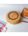 W stylu Vintage, ręcznie robione, Rattan tkane torby na ramię PU skórzane paski łuk Hasp wakacje plaża torba Crossbody posłańców