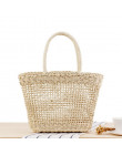 Duża rattanowa torebka damska słomkowy koszyk na plażę na codzień na uchwycie na skórzanych ramiączkach boho
