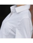 Kobiety biała bluzka kobiet w stylu chłopaka z długim rękawem Oversize koszula modny kołnierz bawełniane topy na co dzień luźne 