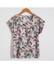 Lollas nowe letnie kobiety Multicolor szyfonowa bluzka z nadrukiem koszulka z dekoltem w kształcie litery "o" z krótkim rękawem 