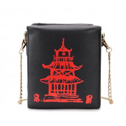 Chiński na wynos pudełko wieża drukuj damska torebka ze skóry PU nowość śliczne kobiety dziewczyna torba na ramię torba dla kobi