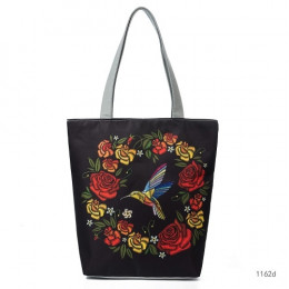 Miyahouse kolorowe kwiatowy i ptak drukuj torba na ramię kobiety imitacja hafty na co dzień torebka na ramię kobiet płótnie Lady
