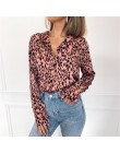 Kobiety bluzki lato Leopard szyfonowa bluzka z długim rękawem Turn Down Collar Lady koszula biurowa luźne topy Plus Size Blusas 