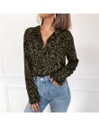 Kobiety bluzki lato Leopard szyfonowa bluzka z długim rękawem Turn Down Collar Lady koszula biurowa luźne topy Plus Size Blusas 